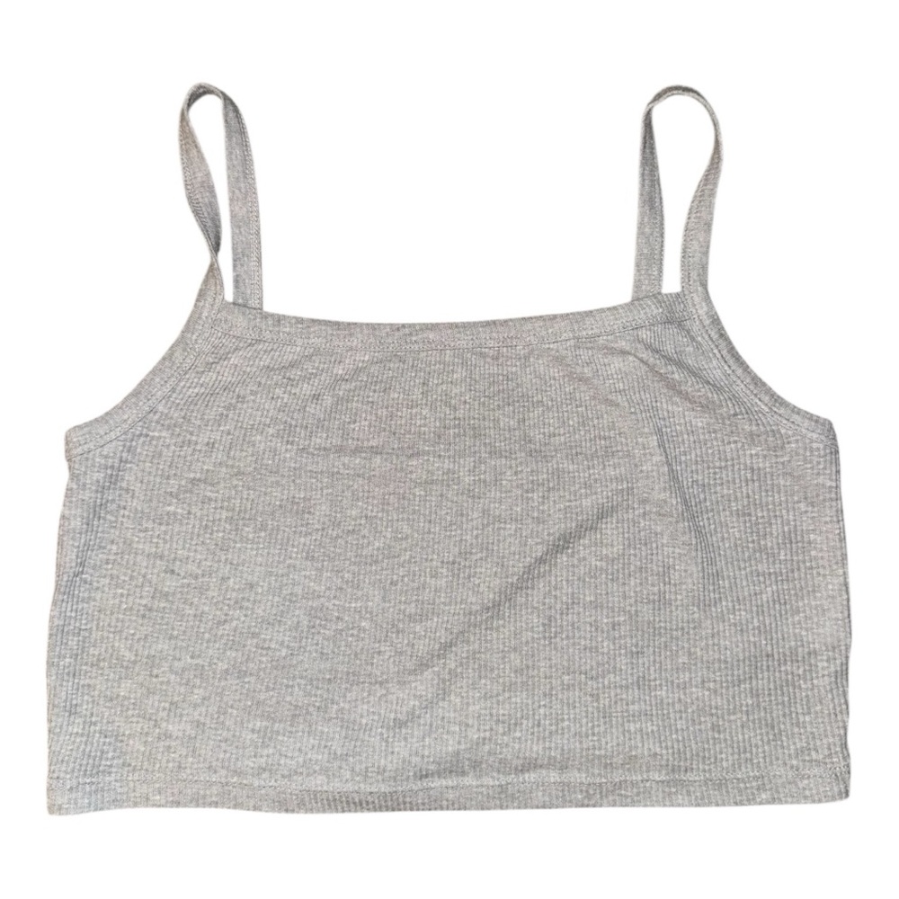 Gray Ribbed Crop Top - Picture 4 of 9
